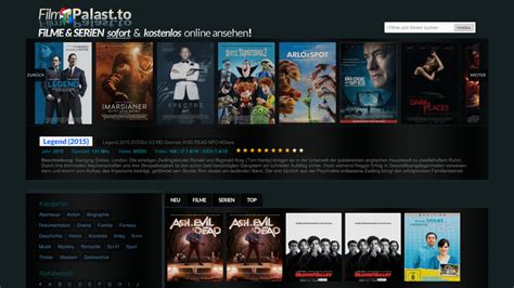 Filmpalast Oberfl&auml;che der Streaming-Plattform